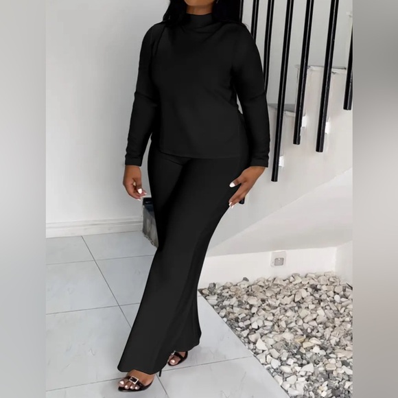 Plus Size Casual Solid Color Pants Set - Picture 2 of 4